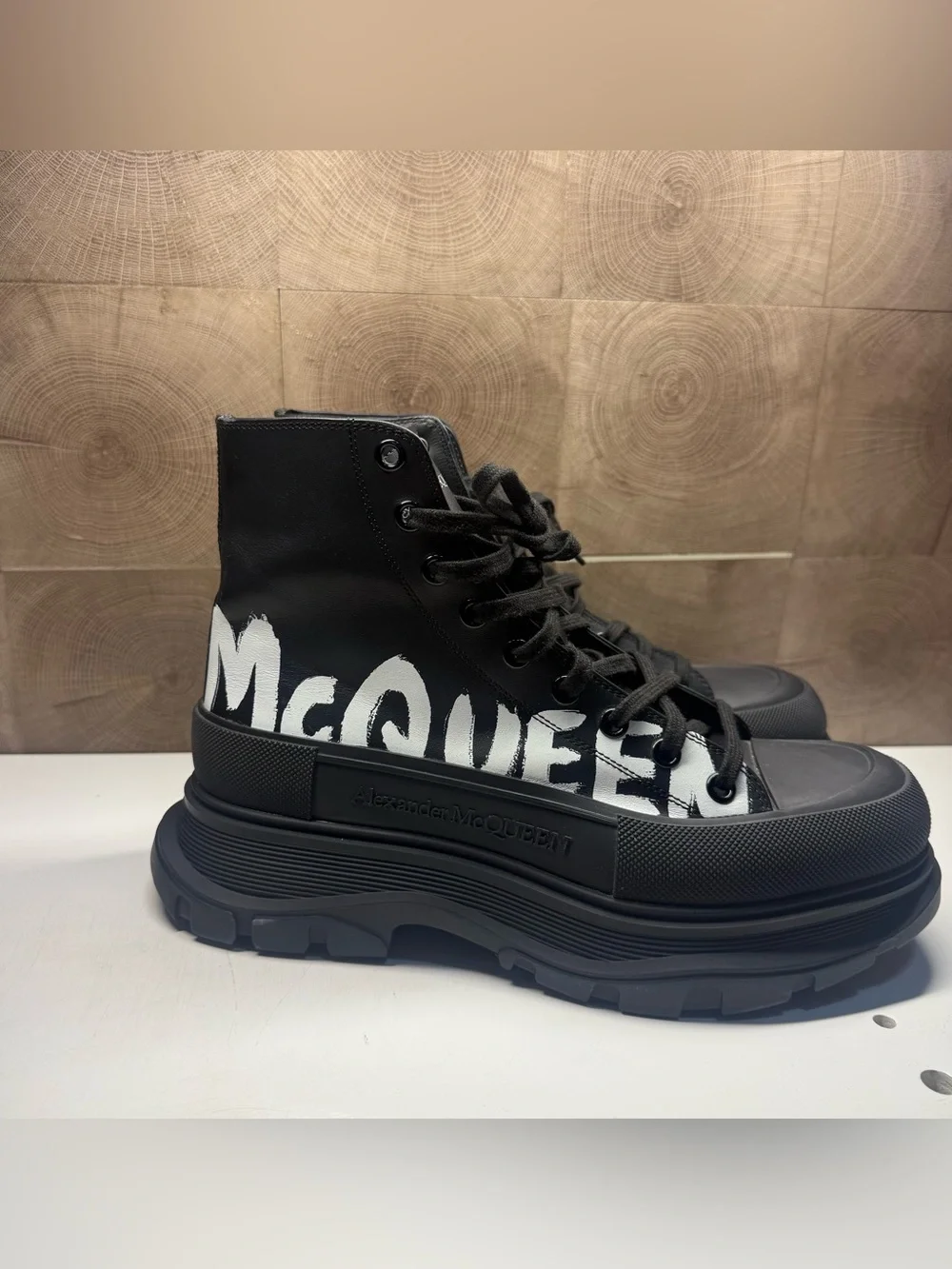 Alexander McQueen Men’s Tread Slick Boots Black/White Size 44EU(11US)